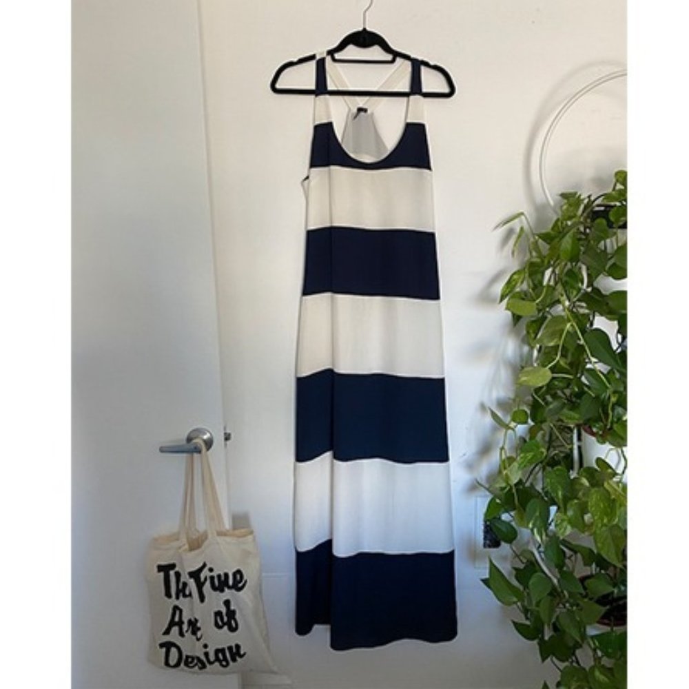 Navy & White Striped Maxi
